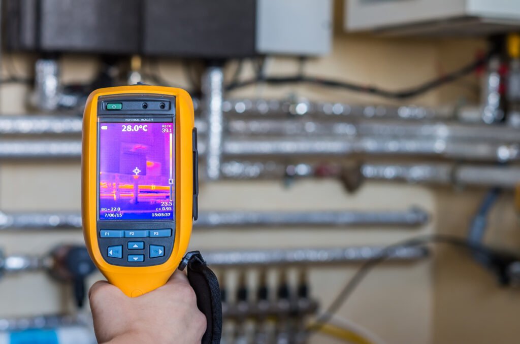 Infrared detection of heat at tubes in the house room